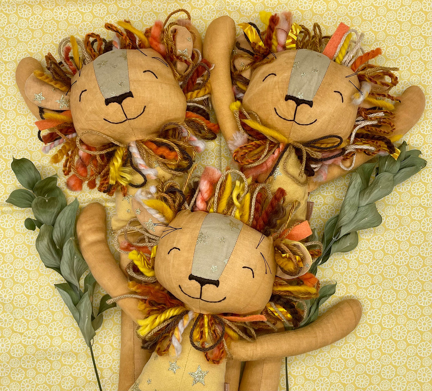 Handmade Lion Doll, "BARBEAU", rag doll, reversible, lion stuffed animal, stuffed lion, heirloom gift, lion toy, boy doll